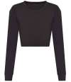 JT016 AWDis Ladies Long Sleeve Cropped T-Shirt Heather Black colour image
